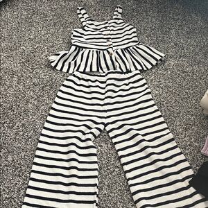 Vince Camuto Black and White Striped Kids Jumpsuit